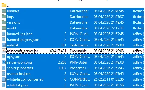 Backup für Nitrado Minecraft Server umziehen per FTP herunterladen